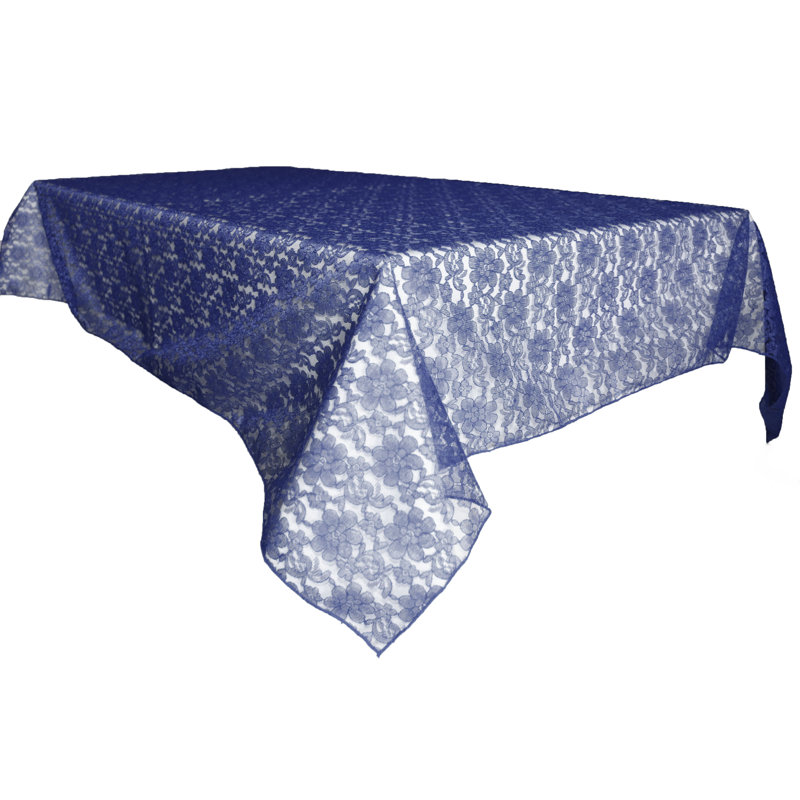 Floral Lace Overlay, 58" x 58", Navy