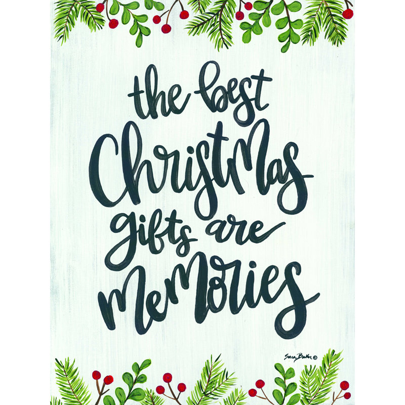 «The Best Christmas Gift» par Sara Baker, art textuel sur toile tendue, H 16 po x l 12 po