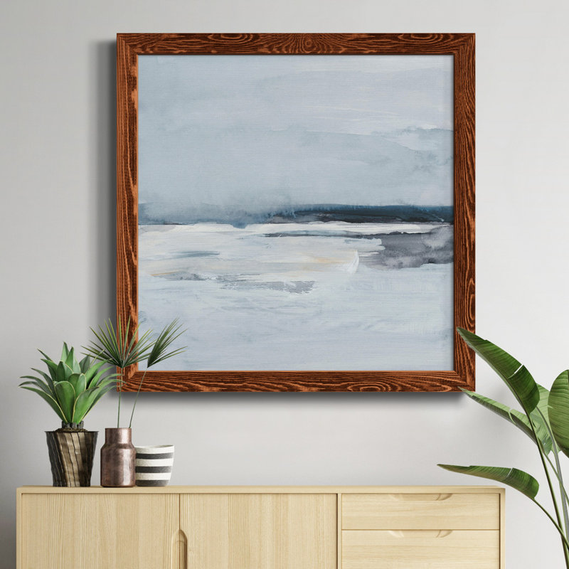 Inky Coastline II - Toile encadrée de qualité supérieure - prête à être accrochée, H 17 po x l 17 po x P 1,5 po, Érable