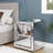 Yolanta Nightstand Mirror Glass Top with LED Light, Wireless or USB Charging Station and Drawers
