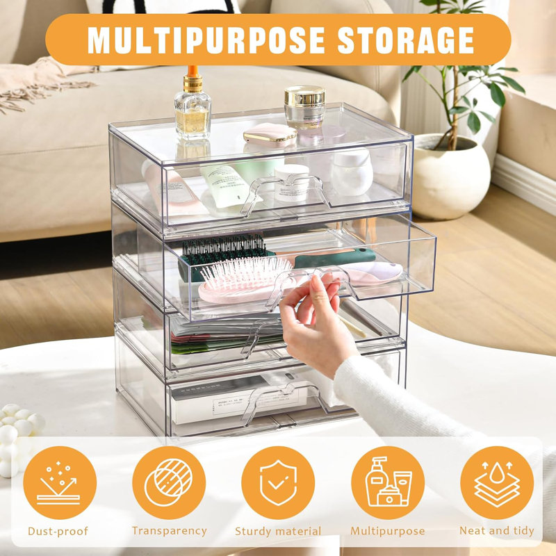 5-pack Stackable Acrylic Makeup Organizers