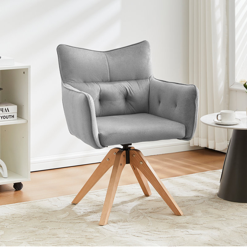 Upholstered Fabric Swivel Accent Chair, Grey