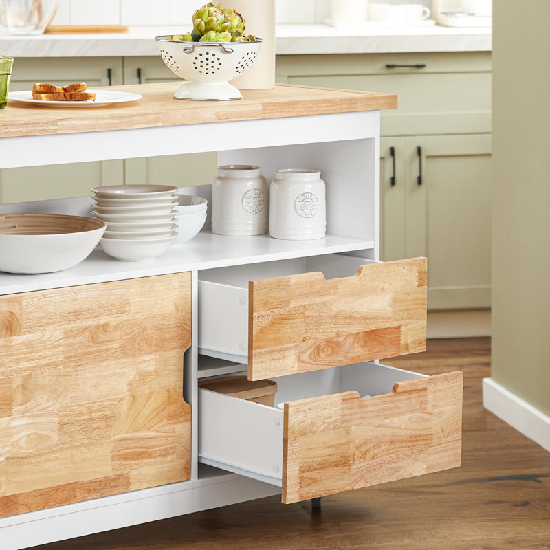 Deimos Solid Wood Top Kitchen Island