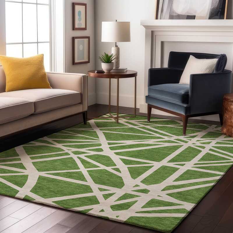 Tapis géométrique de qualité supérieure lavable à la machine Cossette AMF1040, Rectangle 9 pi x 12 pi
