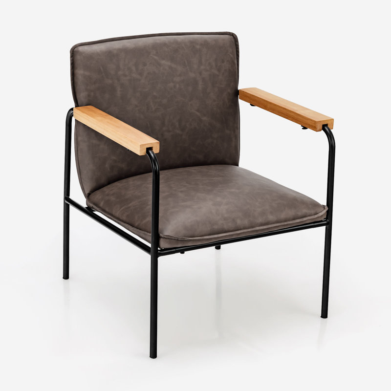 Marsworth Faux Leather Armchair, Black