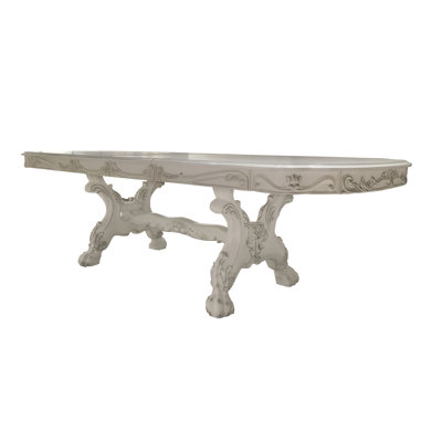 Table de salle à manger Bone White - fonctionnelle pour 6 à 9 sièges, fabriquée en bois composite, mesurant 44,84 po x 105,42 po à 31,46 po, limite de poids de 100 lb, sièges à conception rapide à conception rapide, fabriqués avec des matériaux,