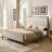 Solid Pine Bed with Upholstered Headboard and Footboard-526151037-526151011