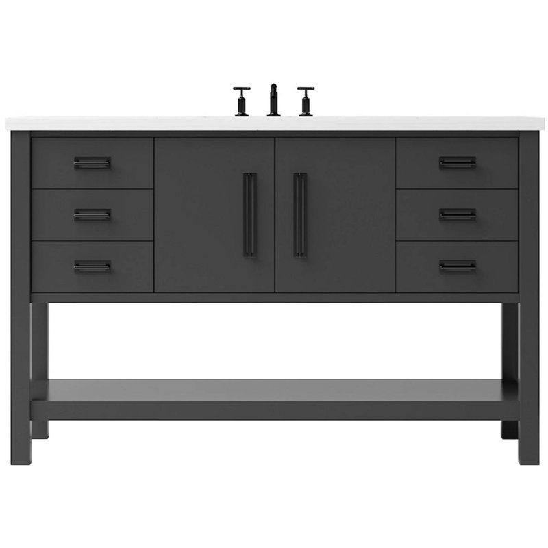 Kiawah Single Extra Wide Bath Vanity, Off Black, Matte Black, 48"