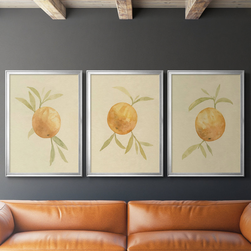 Dappled Oranges I - Toile tendue avec châssis sur mesure - 3 pièces, H 30 po x l 63 po