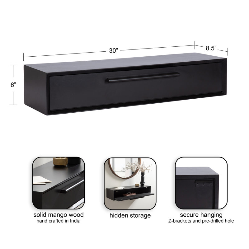 Floating Entryway Console Table, Black