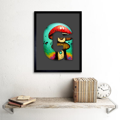 Letter G Mushrooms Decorative Graffiti - Single Picture Frame Print