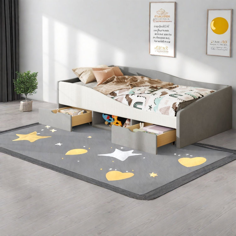 Lits avec rangement, lit de jour simple en velours aggloméré, chambre d'enfant moderne