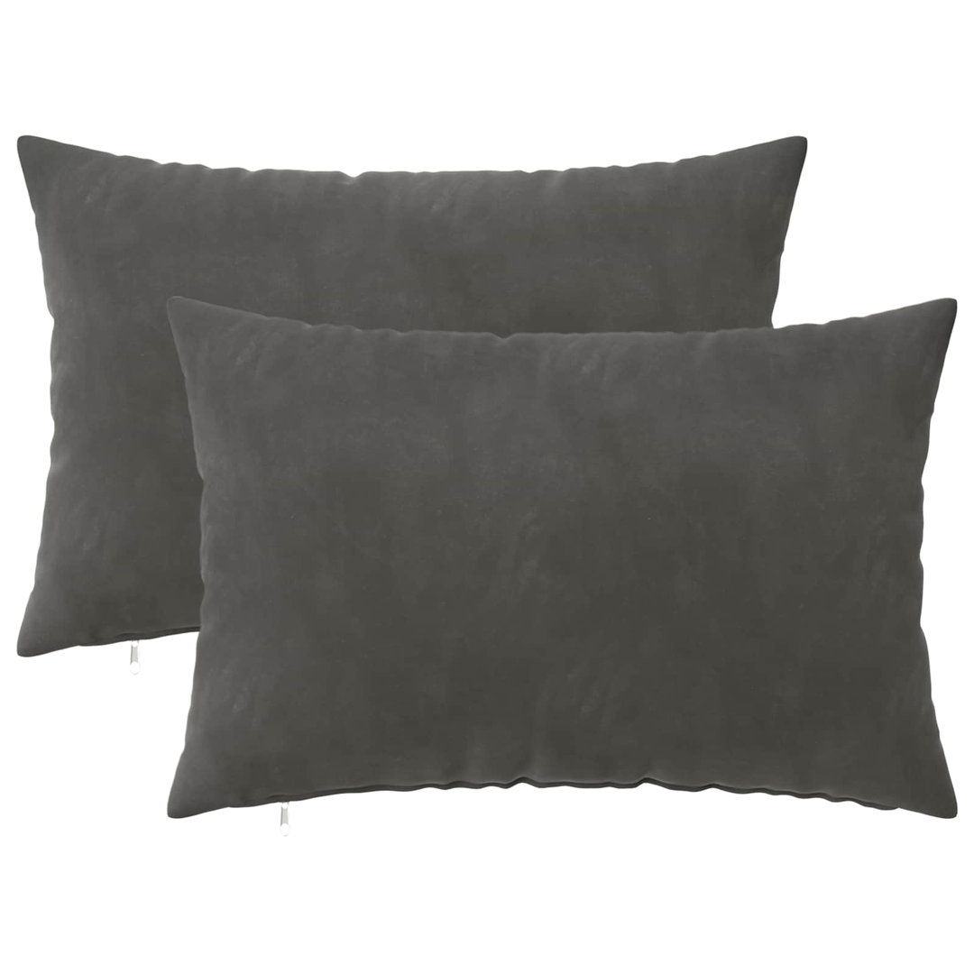 Vidaxl Cushion Cover 2 Pcs Heerlen Dark Grey 50 X 75 Cm Velvet, Grey - Image 2