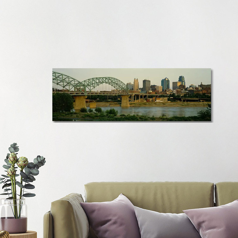 Bridge Across The River, Kansas City, Missouri, USA - Wrapped Canvas Panoramic Print, 121.92 cm H x 40.64 cm W x 1.91 cm D