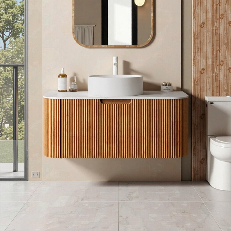 Meuble-lavabo flottant Modern, Bois naturel, 36"