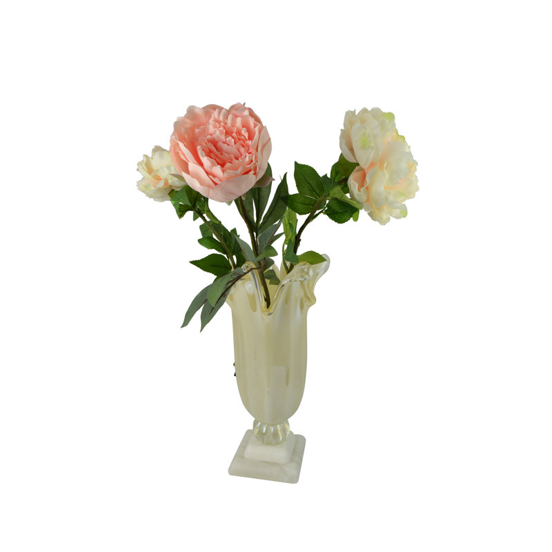 Vase de table en verre soufflé à la main 17 po de hauteur