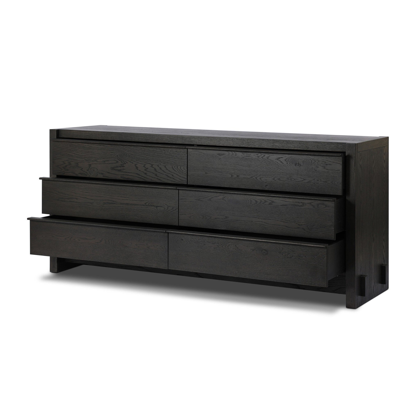 6 - Drawer Double Dresser, Smoked Black Resawn