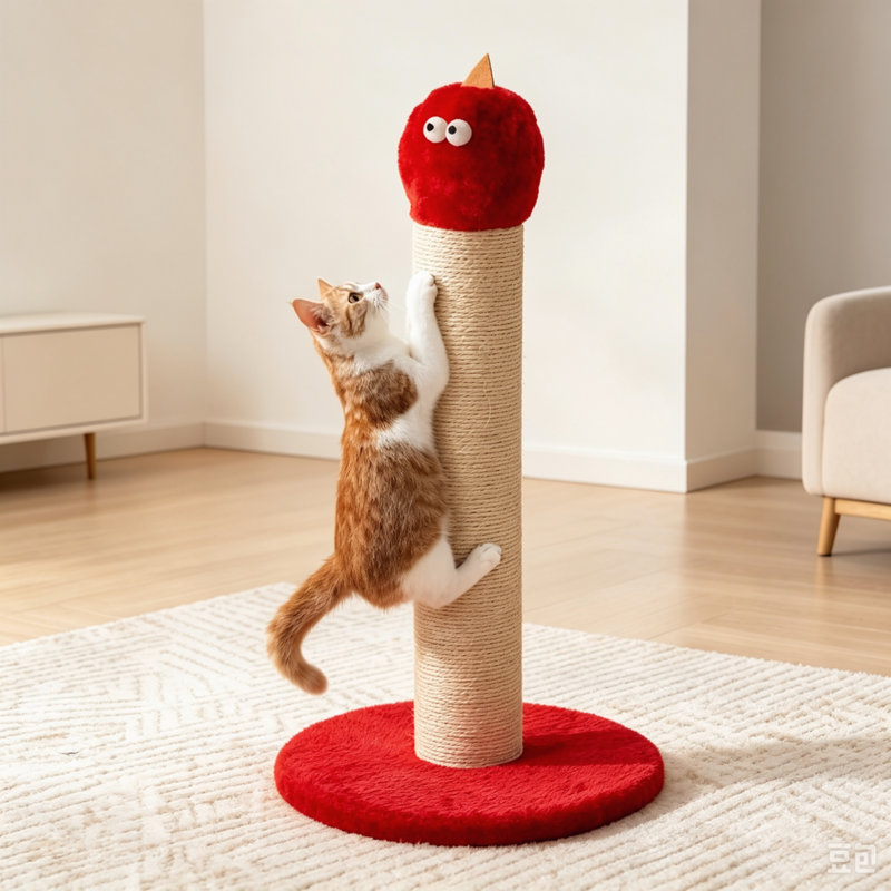 Grand poteau à griffer pour chat d'intérieur, griffoir en sisal naturel de style monstre, base en bois robuste pour chatons et chats