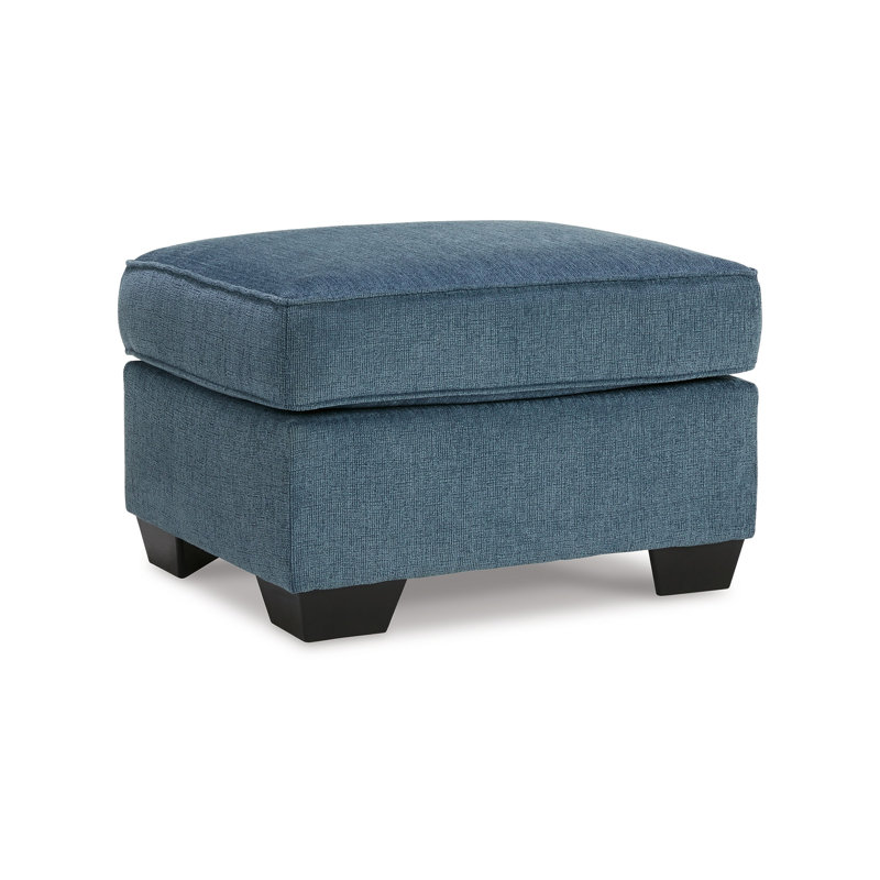 Repose-pieds Caten, polyester azur, pieds noirs à profil bas, 30 po, Bleu