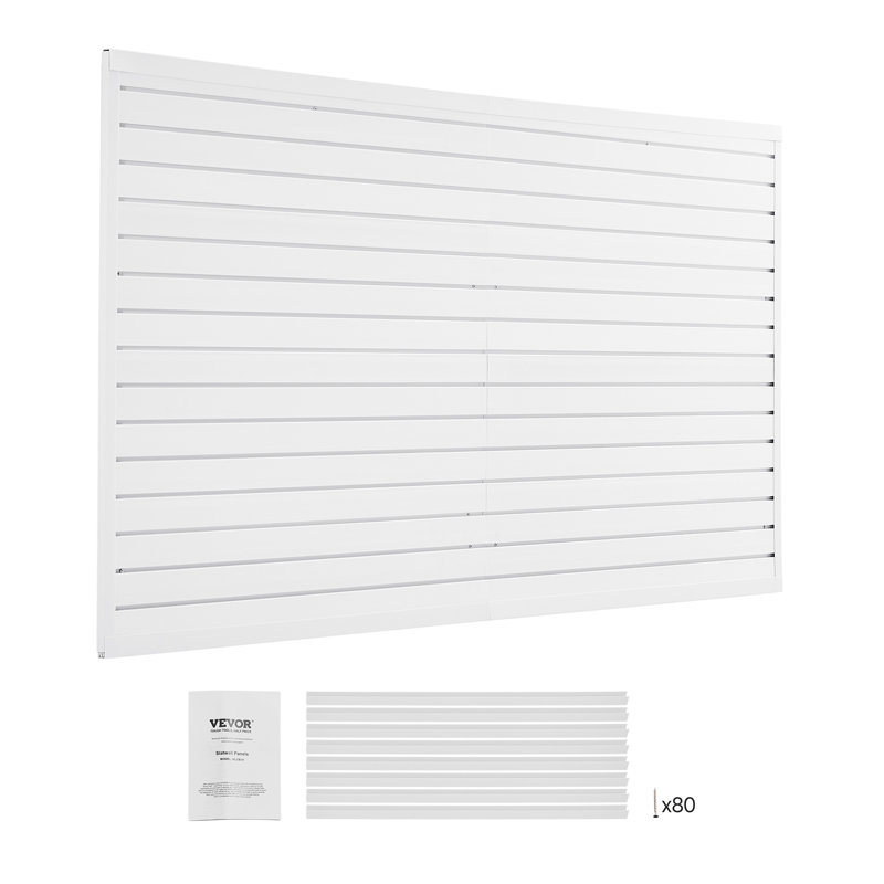 Slat Wall Panelling, 8 x 4 ft, PVC Garage Slatwall with Modular Design, White Slat Wall Easy-to-Install Adjustable Slatwall Panel with Coupling Structure & DIY Cutting, Fits for Storage & Display