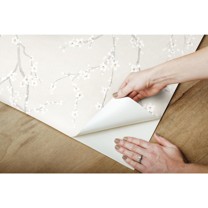 Arpin Peel & Stick Floral Roll, Pearl