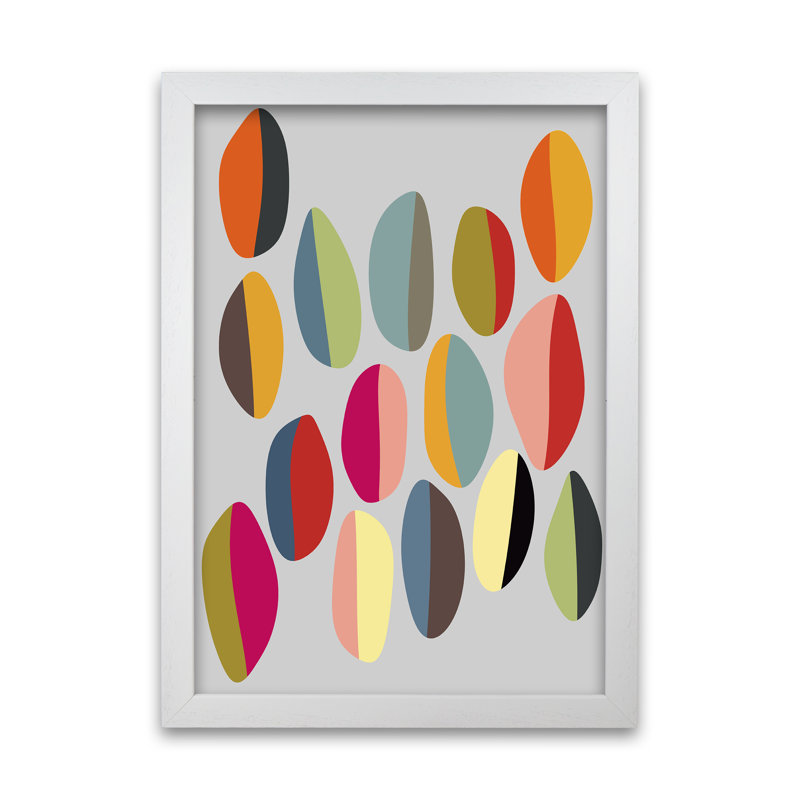 Mid Century Half Pebbles Pair Two B - Print, White Frame, 59cm H x 42cm W x 3cm D