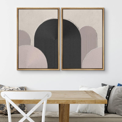 Décoration murale bohème foncé de style abstrait moderne Mid-Century