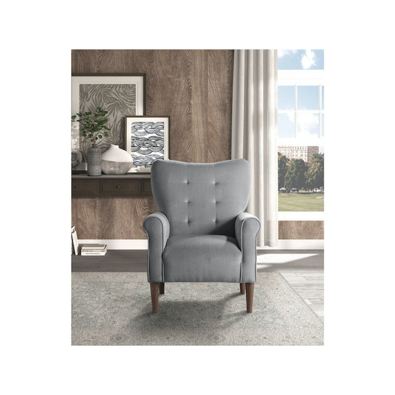 Fauteuil d'appoint en velours brun Chad, Velours gris foncé