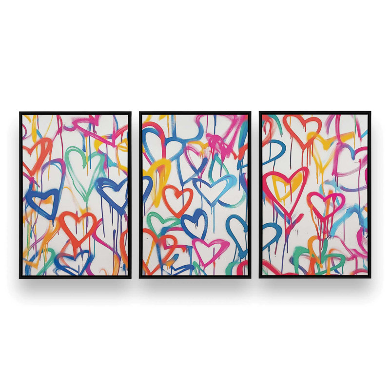 «Love in Motion», ensemble de 3 impressions, Cadre flottant noir satiné, 36 po x 24 po