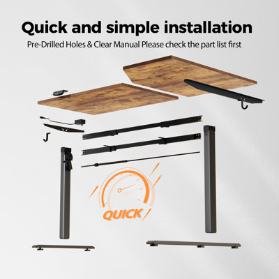 59" L Shaped Standing Desk for Home Office,Electric Height Adjustable Desk With Memory Controller,Easy to Assemble