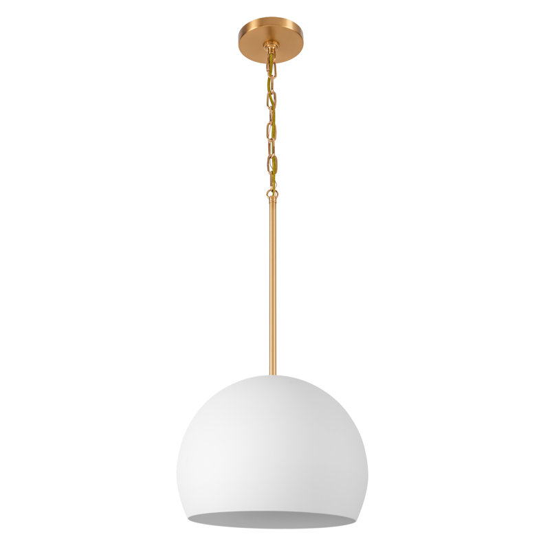 Tivoli 1-Light Dome Pendant Light, Brushed Gold, White