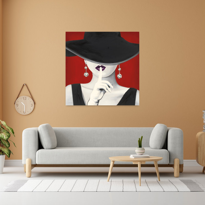 Haute Chapeau mauve, lèvres, art contemporain, H 48 po x l 48 po
