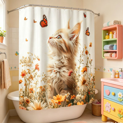 Mignon rideau de douche 70 po x 70 po - Tissu de qualité supérieure en polyester avec animaux sauvages