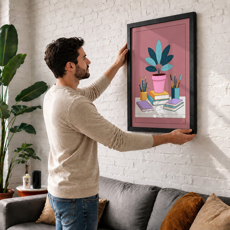 Art Studio Arrangement Modern - Framed Print, Walnut, A4 - 29.7 x 21.0 cm