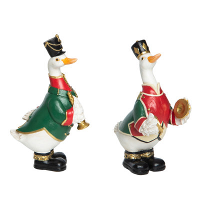 Ensemble de 2 petites décorations de Noël en forme de casse-noisette canard en résine 