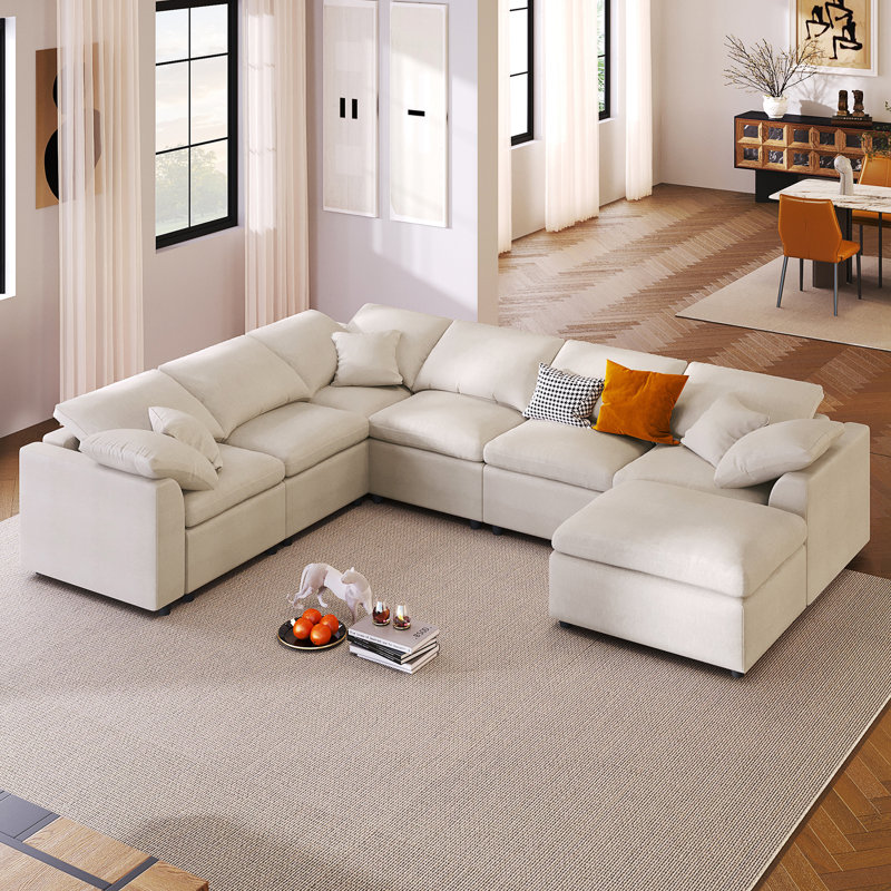 Canapé modulaire extra large de 7,8 po avec siège en forme de L et repose-pieds mobile U_Style