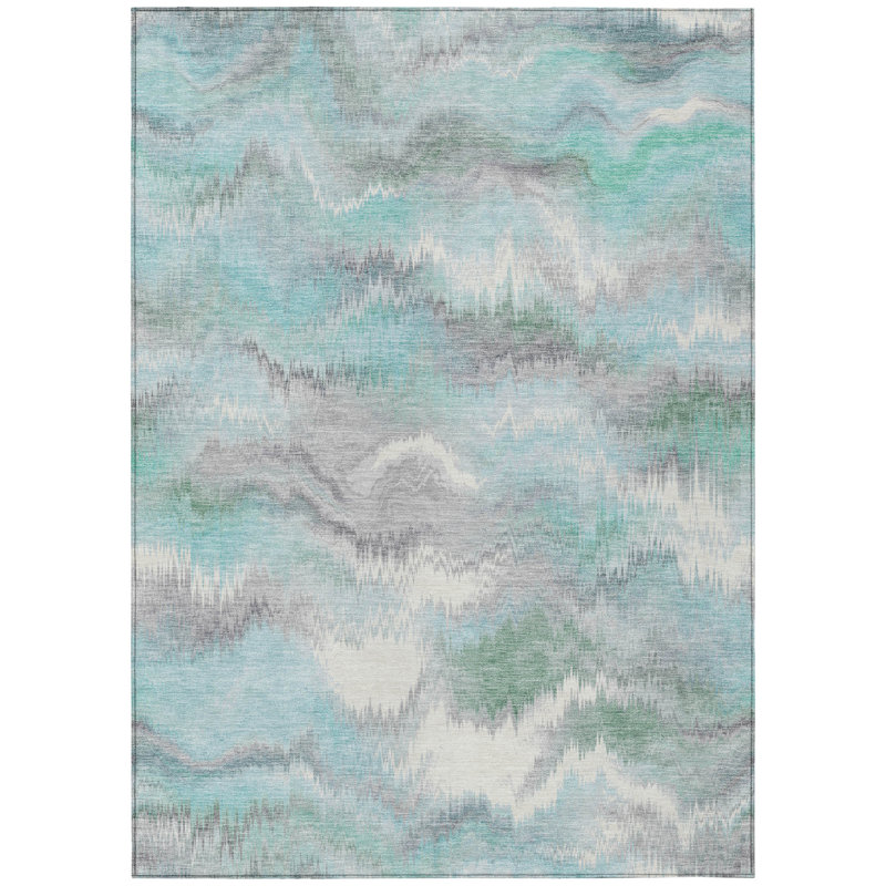 Machine Washable Indoor/Outdoor Millner ACN2258 Swirls Rug, Rectangle 10' x 14'