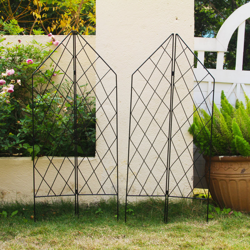 Black Foldable Metal Garden Trellis for Climbing Plants, 45.3" H x 9.8" W