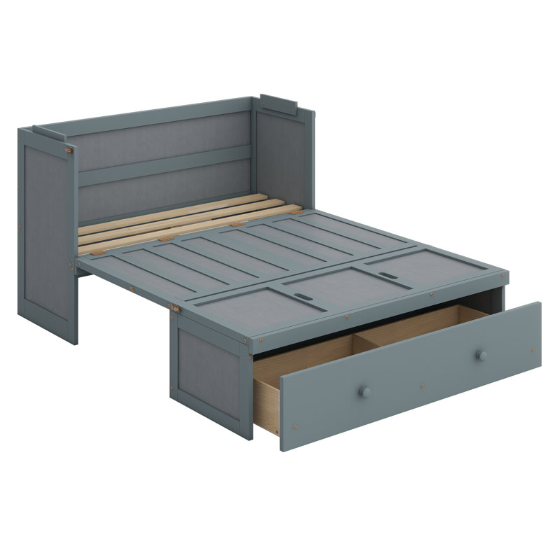 Murphy Bed With USB Port And Drawer, Gray, Queen