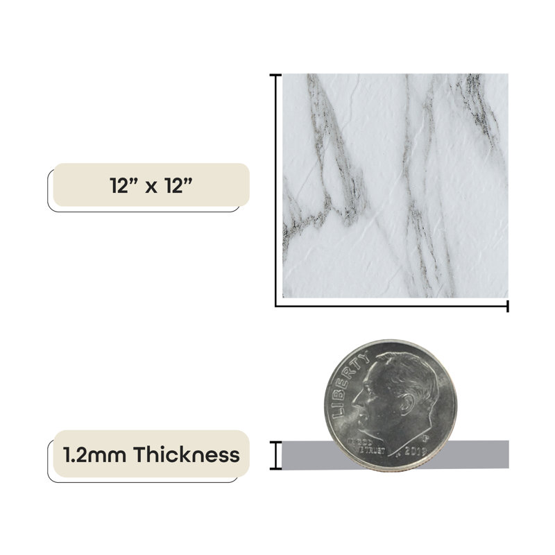 Nexus Bianco Marble 12" x 12" 1.2mm Vinyl Tile