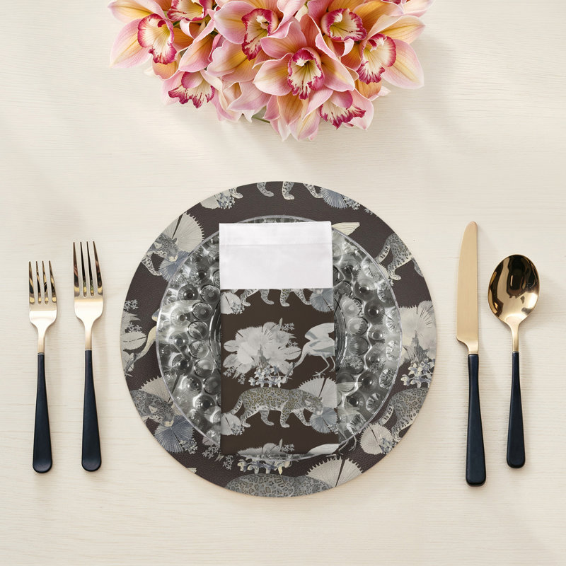Leopard Walk Cotton Sateen Dinner Napkins, Chocolate