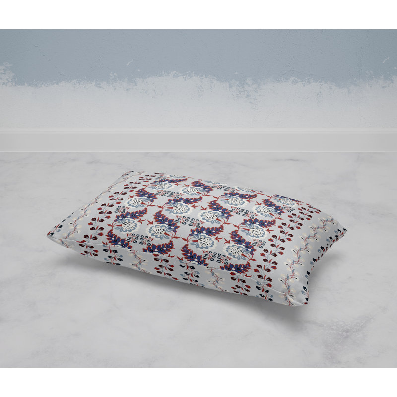 Botanical Bouquet  Rectangular Throw Pillow, Blue/Silver