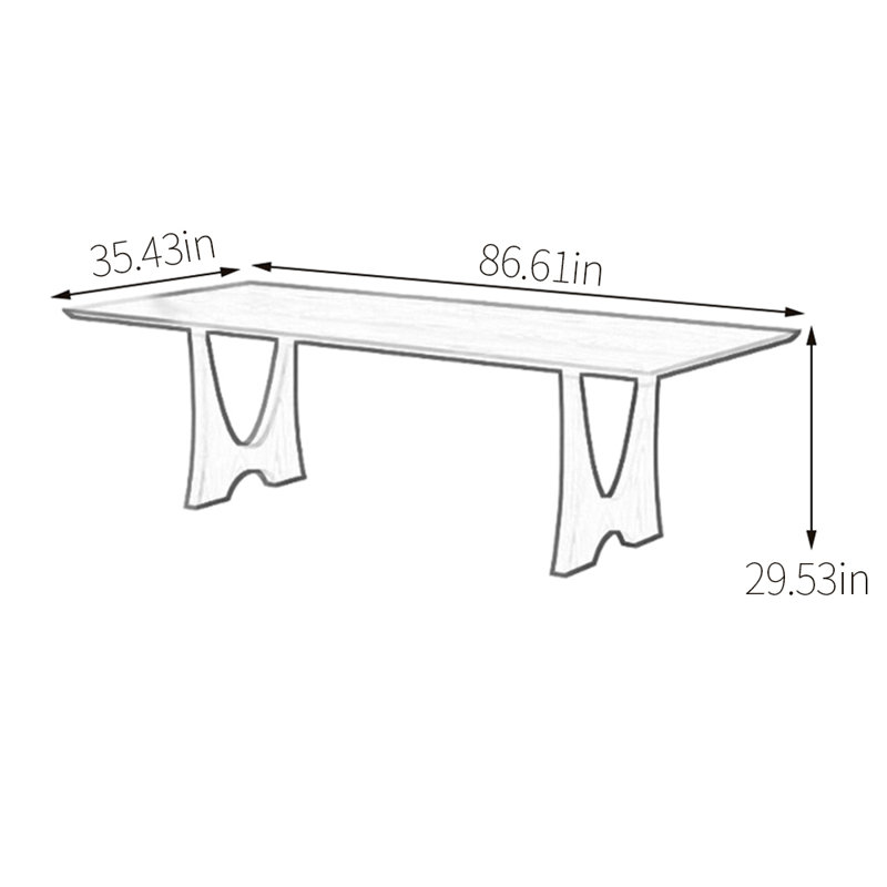 Ash wood rectangle dining table, 29.53"H x 86.61"L x 35.43"W