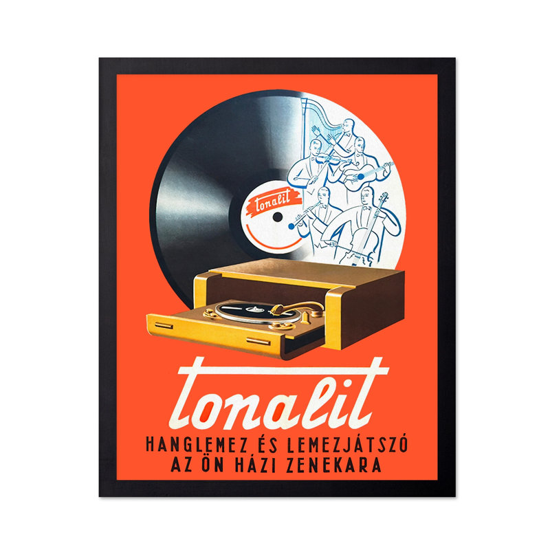 Tourne-disque Tonalit, H 18 po x l 24 po, Affiche, Cadre noir
