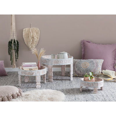 Calonia Solid Wood Tray Top Nesting Tables