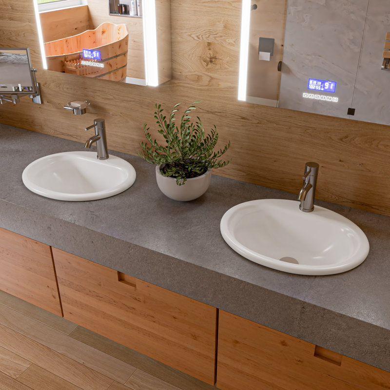 Alfi Brand 17.5'' White Porcelain Oval Bathroom Sink with Overflow