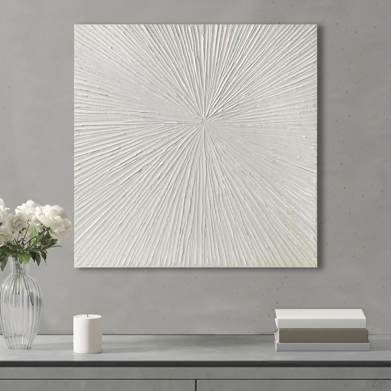 Art mural dimensionnel en résine peint à la main, Blanc