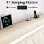 Structure de lit grand avec DEL et station de charge, tête de lit réglable pour une détente personnalisée. Mood 60000+ modes d'éclairage dynamiques. Sécuritaire 9 lattes en bois massif - sommeil, similicuir