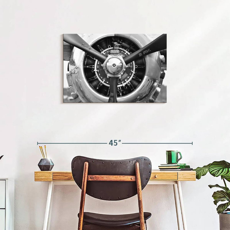 Impression sur toile d'hélice d'avion, H 20 po x l 30 po x P 1,25 po