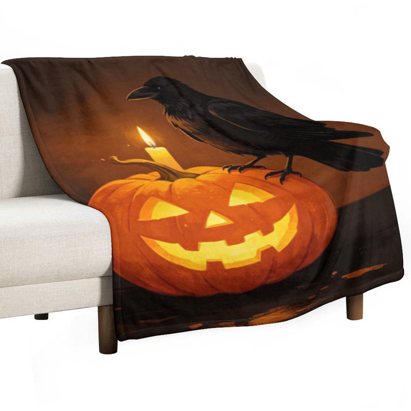 Jeté en flanelle de luxe Glowing Jack O Lante, 50 x 60 po